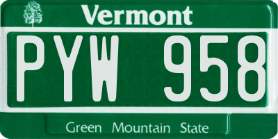 VT license plate PYW958