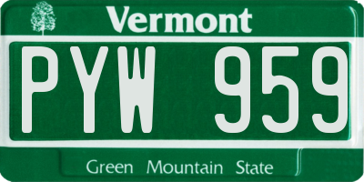 VT license plate PYW959