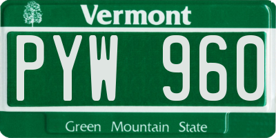 VT license plate PYW960