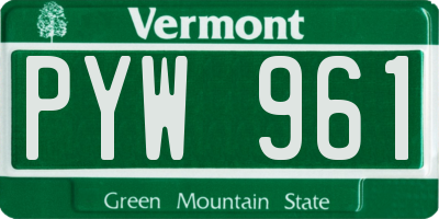 VT license plate PYW961