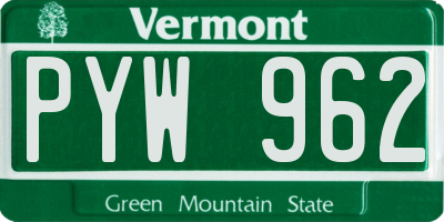 VT license plate PYW962