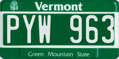 VT license plate PYW963