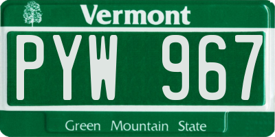 VT license plate PYW967