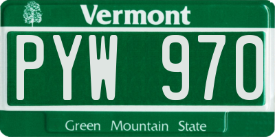VT license plate PYW970