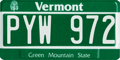 VT license plate PYW972
