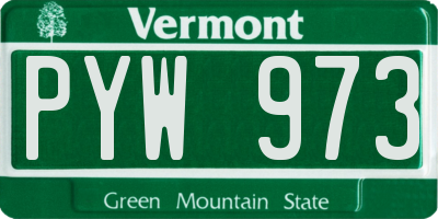 VT license plate PYW973