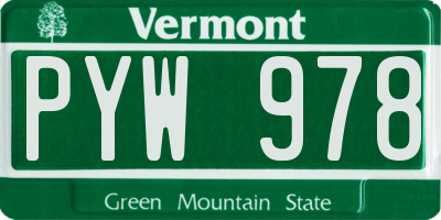VT license plate PYW978