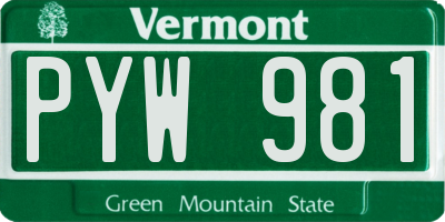 VT license plate PYW981