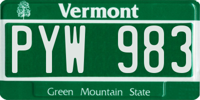 VT license plate PYW983