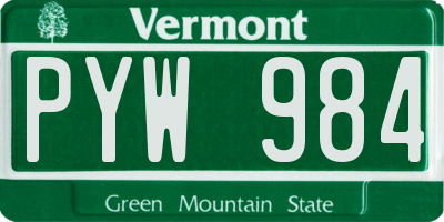 VT license plate PYW984