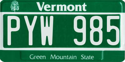 VT license plate PYW985