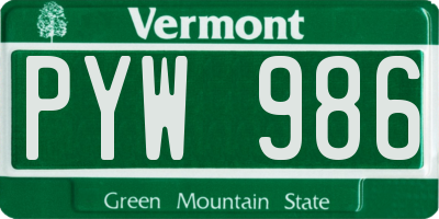 VT license plate PYW986