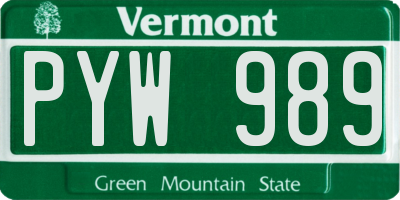 VT license plate PYW989