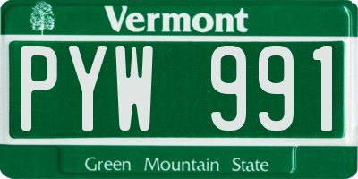 VT license plate PYW991