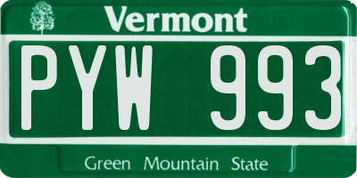 VT license plate PYW993