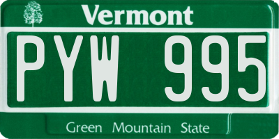 VT license plate PYW995