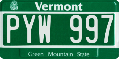 VT license plate PYW997