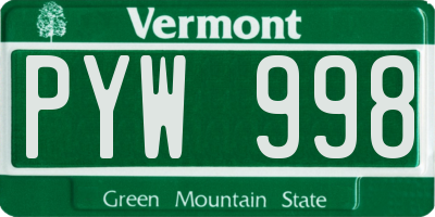 VT license plate PYW998