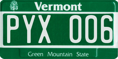 VT license plate PYX006
