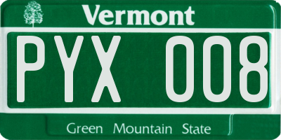 VT license plate PYX008
