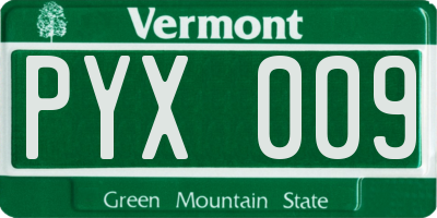 VT license plate PYX009