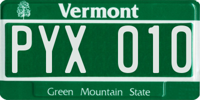 VT license plate PYX010
