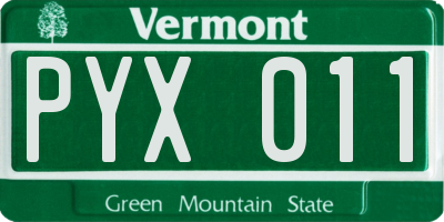 VT license plate PYX011