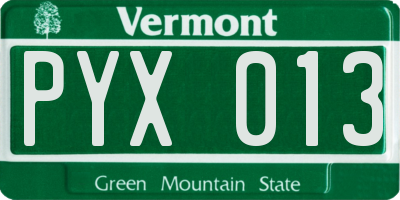 VT license plate PYX013