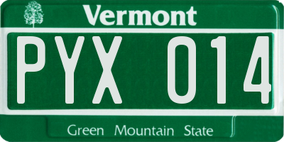 VT license plate PYX014