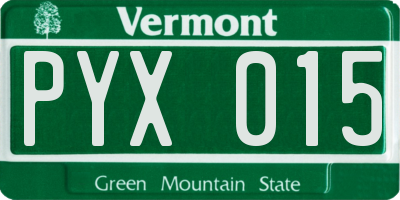 VT license plate PYX015