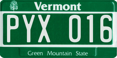 VT license plate PYX016