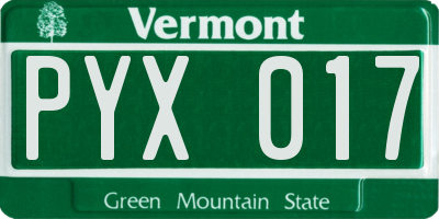 VT license plate PYX017