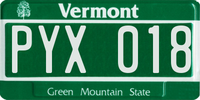 VT license plate PYX018