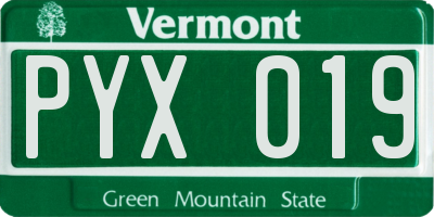 VT license plate PYX019