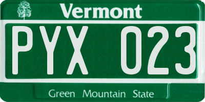 VT license plate PYX023