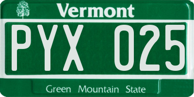 VT license plate PYX025