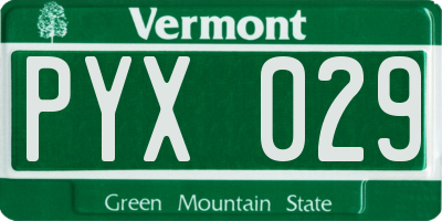 VT license plate PYX029