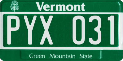 VT license plate PYX031