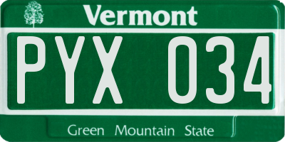 VT license plate PYX034