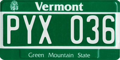 VT license plate PYX036