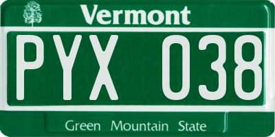 VT license plate PYX038
