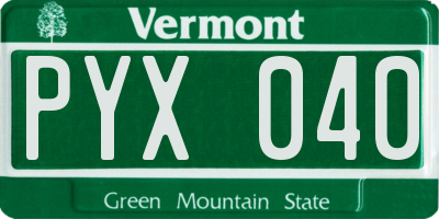 VT license plate PYX040