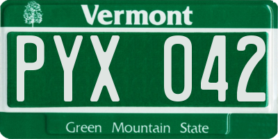 VT license plate PYX042