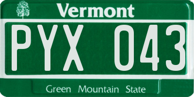 VT license plate PYX043