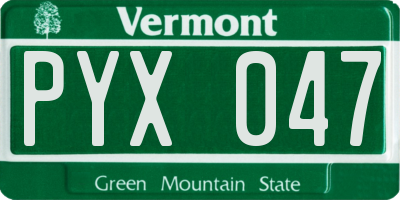 VT license plate PYX047