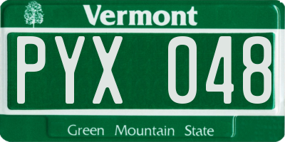VT license plate PYX048