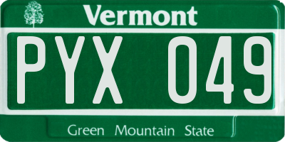 VT license plate PYX049