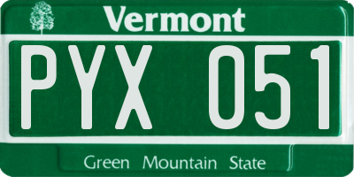 VT license plate PYX051