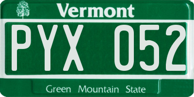 VT license plate PYX052