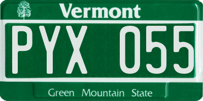 VT license plate PYX055